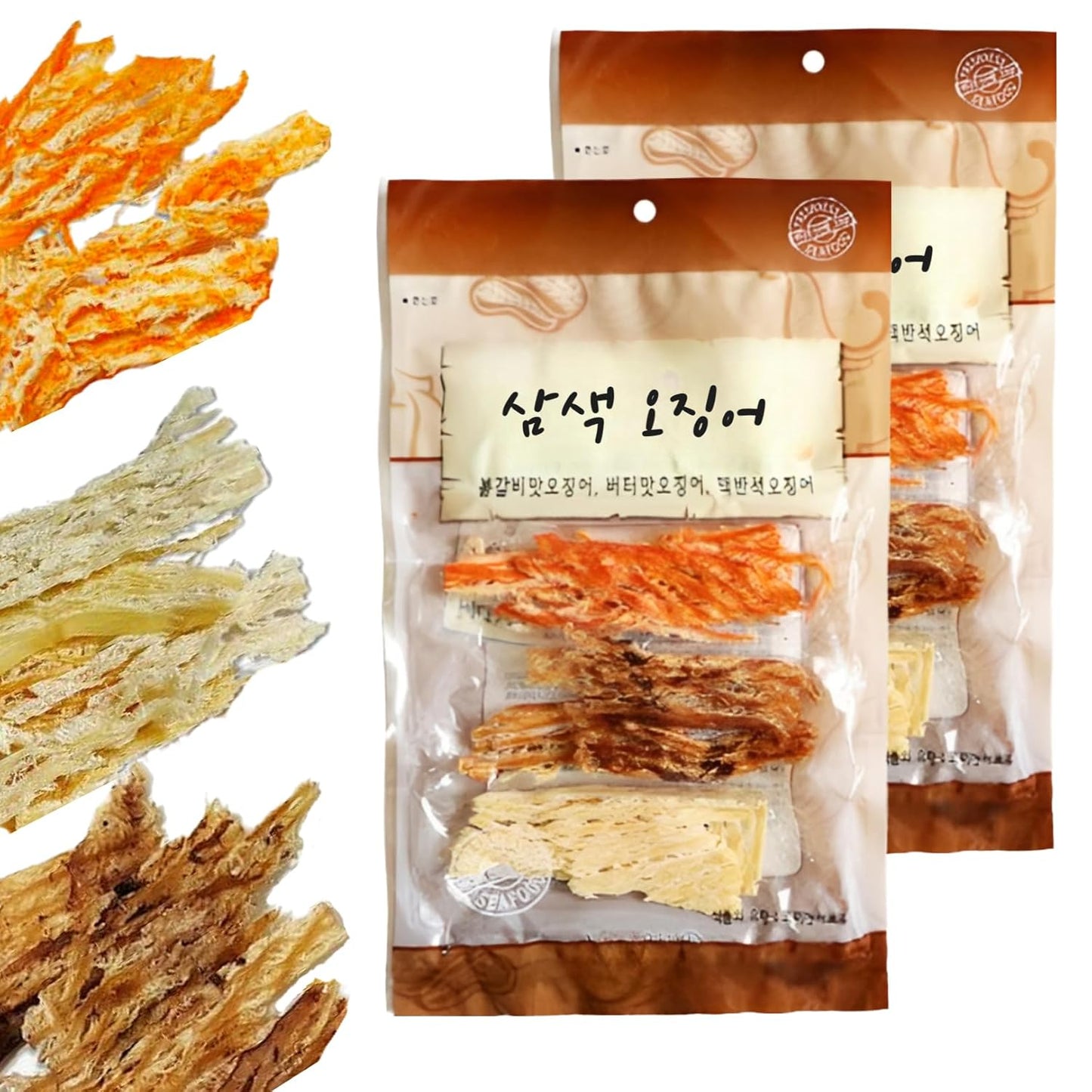 JOKUNA - หมึกแห้งเกาหลี - หมึกเนื้อนุ่มและเคี้ยวได้ (เผ็ด, เนย, ย่าง) (ผสม - 2 แพ็ค)
