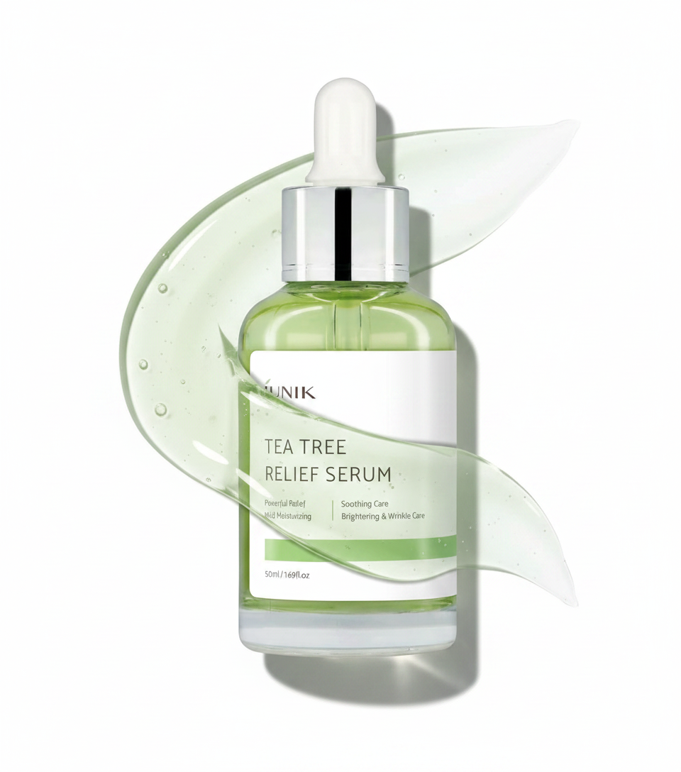 IUNIK เซรั่มวีแกนทีทรีรีลีฟสำหรับผิวที่มีแนวโน้มเป็นสิว 1.7 Fl Oz