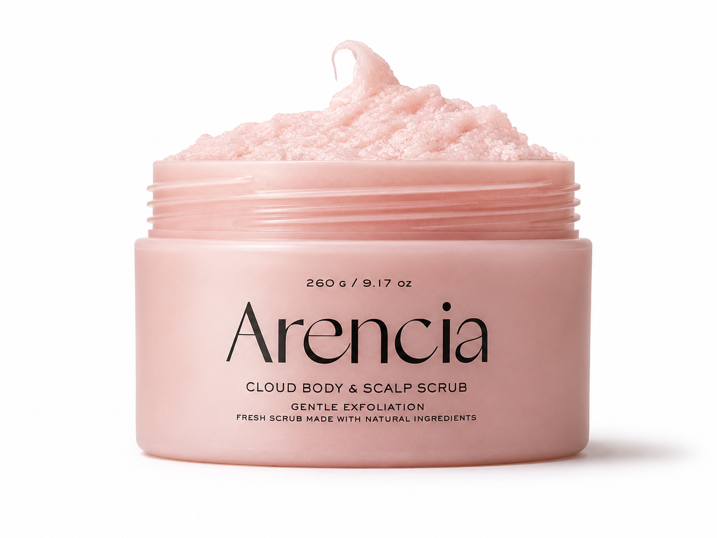 Arencia Fresh Cloud Sea Salt Body & Scalp Scrub (Pink), 9.17oz