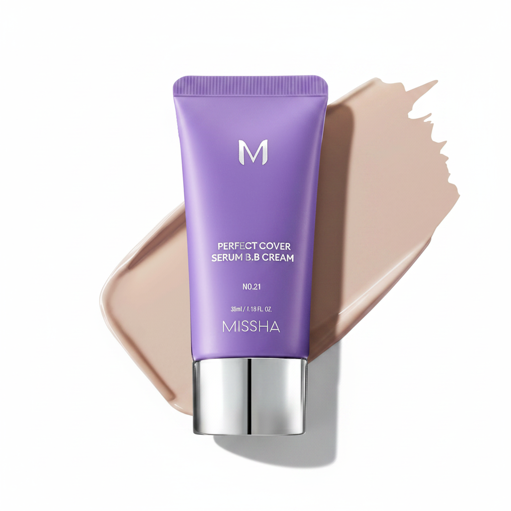 MISSHA M PERFECT COVER SERUM BB CREAM No.21 Light Beige,1.18 Fl oz
