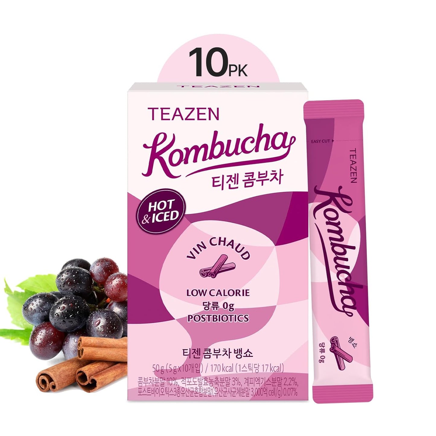 TEAZEN ชาโคมบูชามูลด์ไวน์ 10 แท่ง, 1.76oz