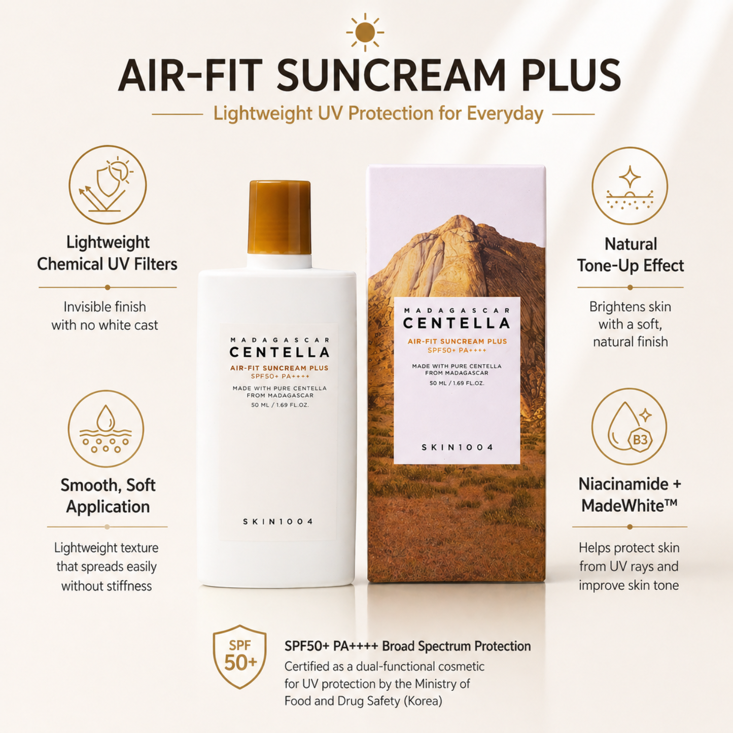 SKIN1004 Madagascar Centella Air-fit Suncream Plus 1.69 fl. oz (50ml)