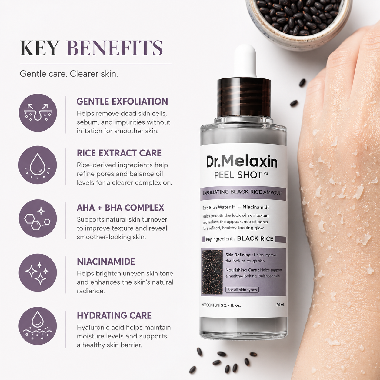 Dr.Melaxin Peel Shot Glow Itim na Bigas Peeling Ampoule 80ml