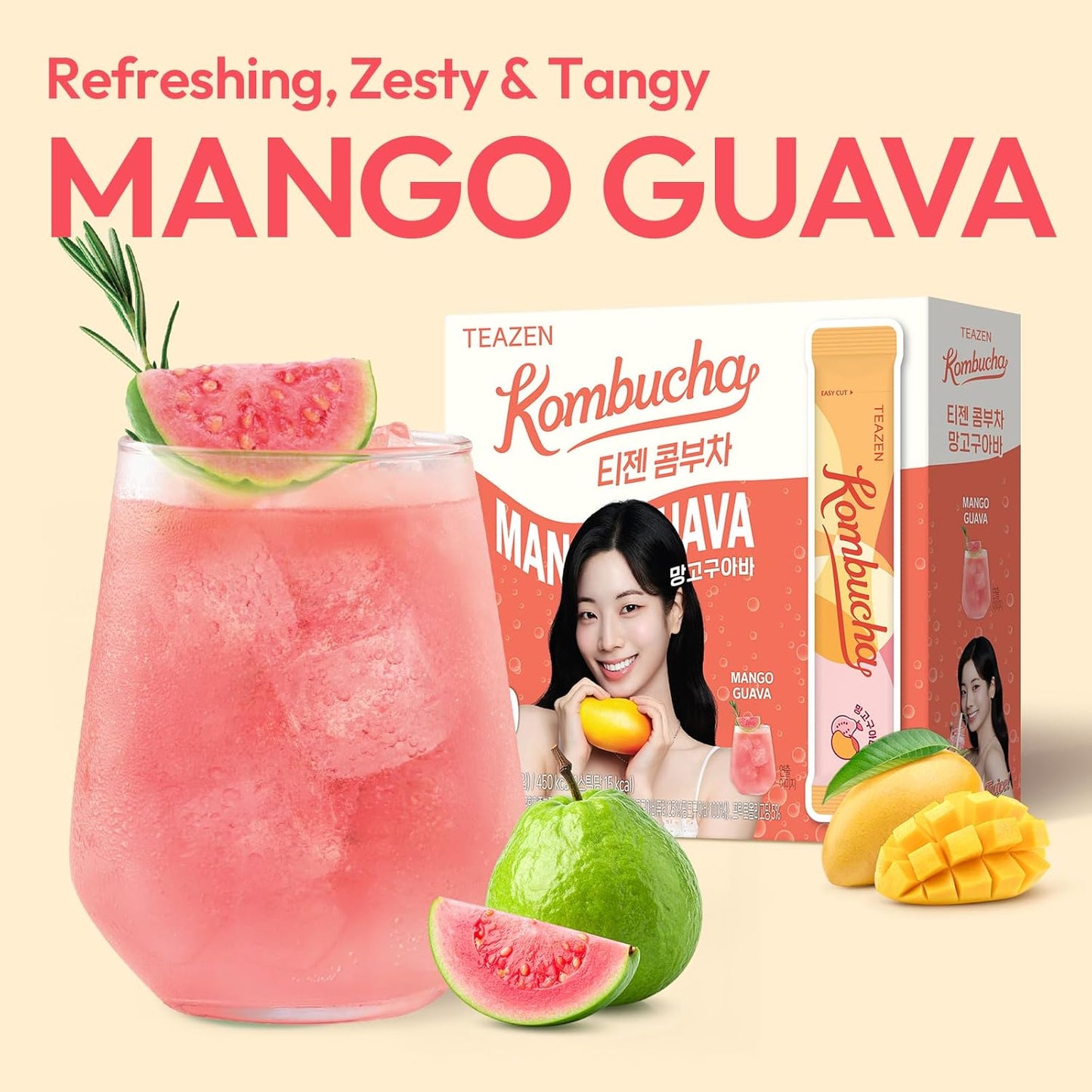 ชา Kombucha รสมะม่วงและฝรั่ง TEAZEN 30 แท่ง, 5.29oz