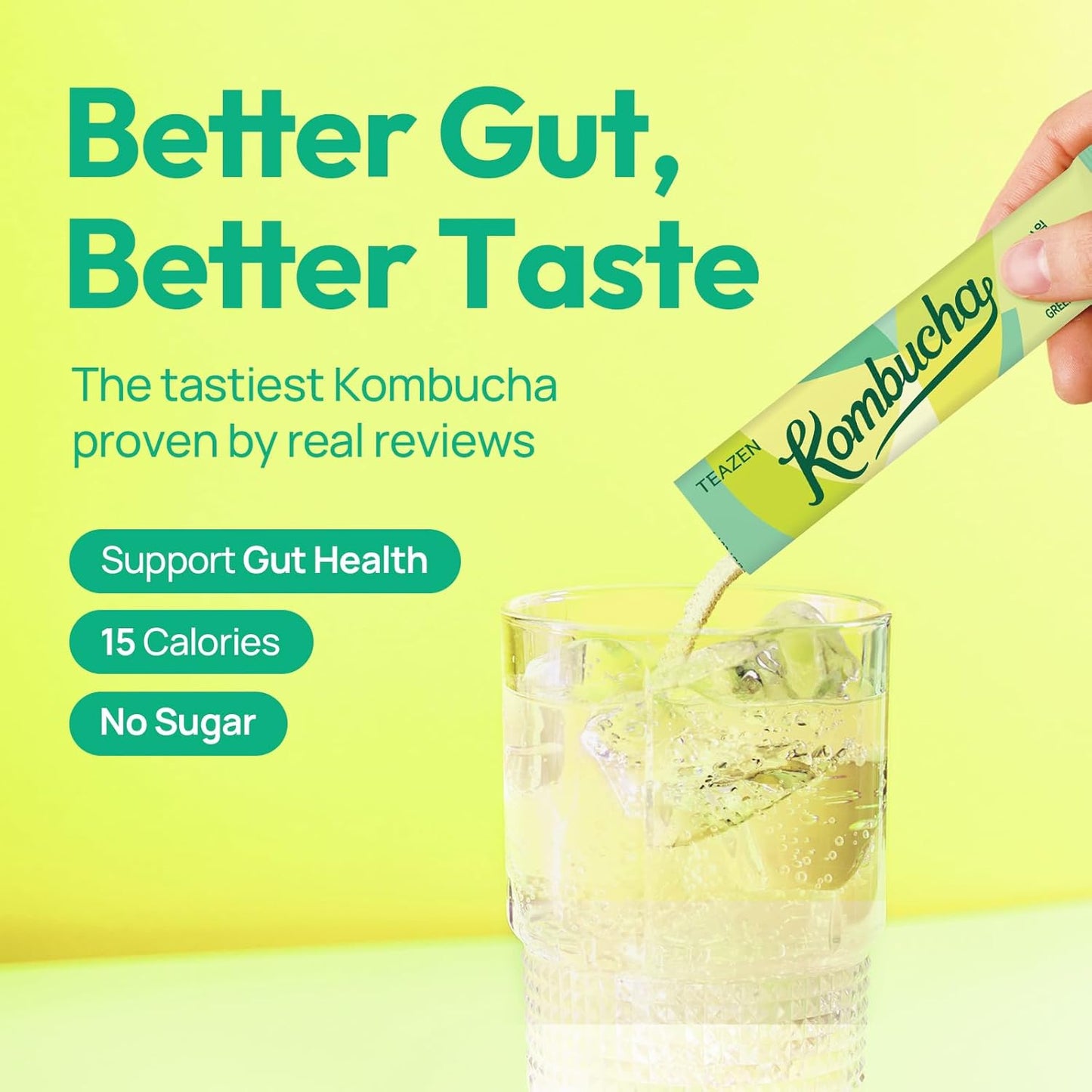 ชา Kombucha รสส้มเขียวหวาน TEAZEN 10 แท่ง, 1.76oz