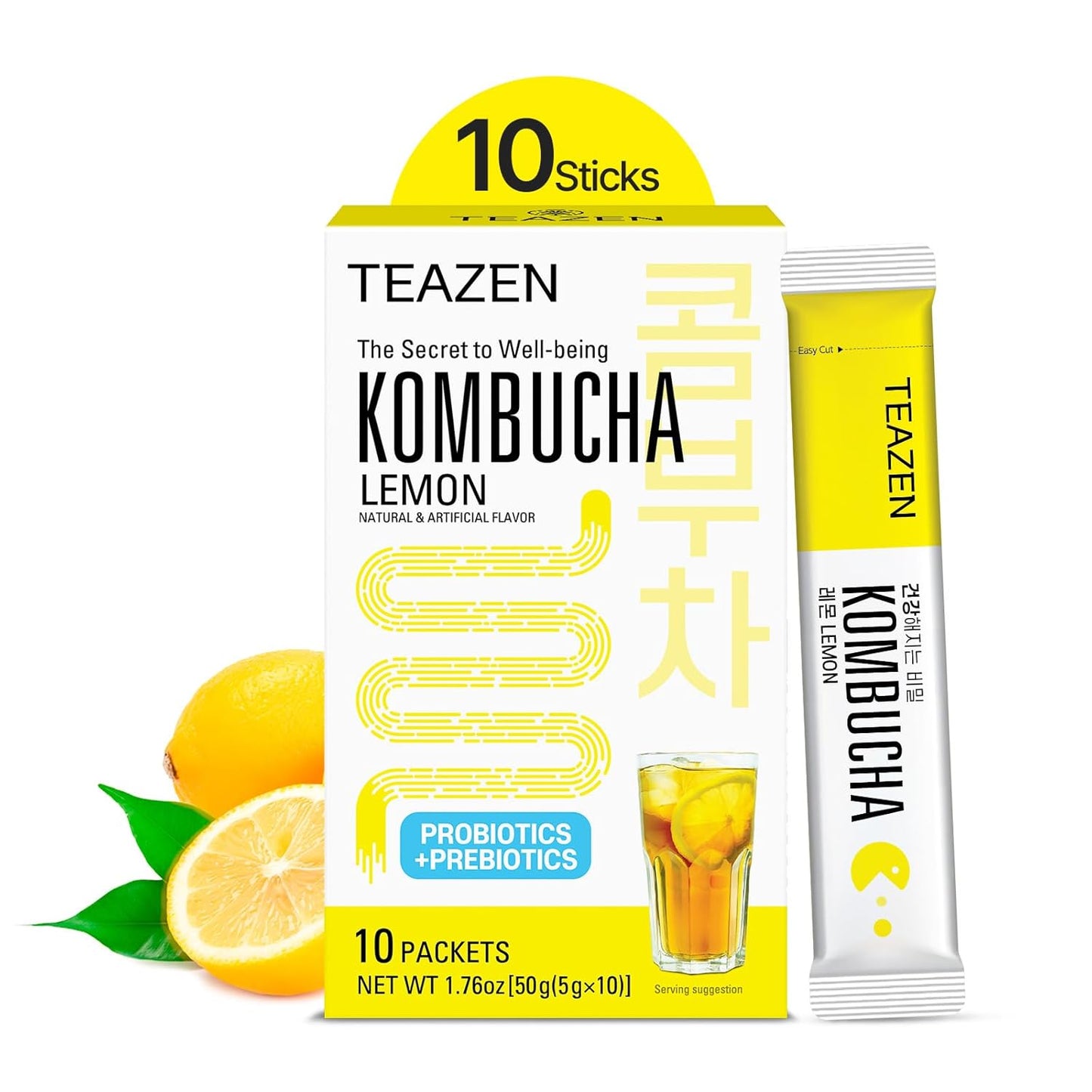 ชา Kombucha มะนาว TEAZEN 10 แท่ง, 1.76oz