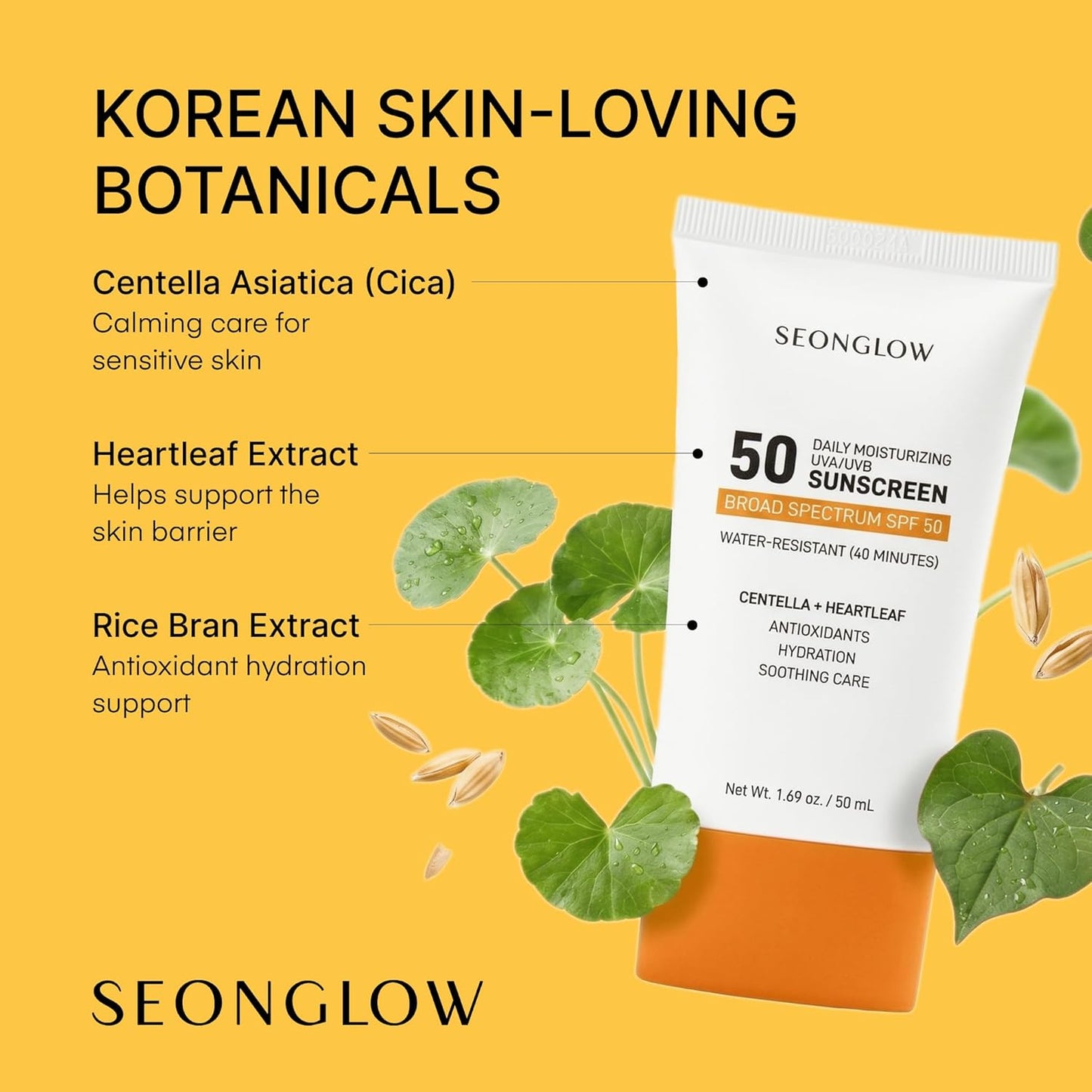 Seonglow ครีมกันแดดสำหรับใบหน้า SPF 50 (1.69 Fl Oz (Pack of 1))