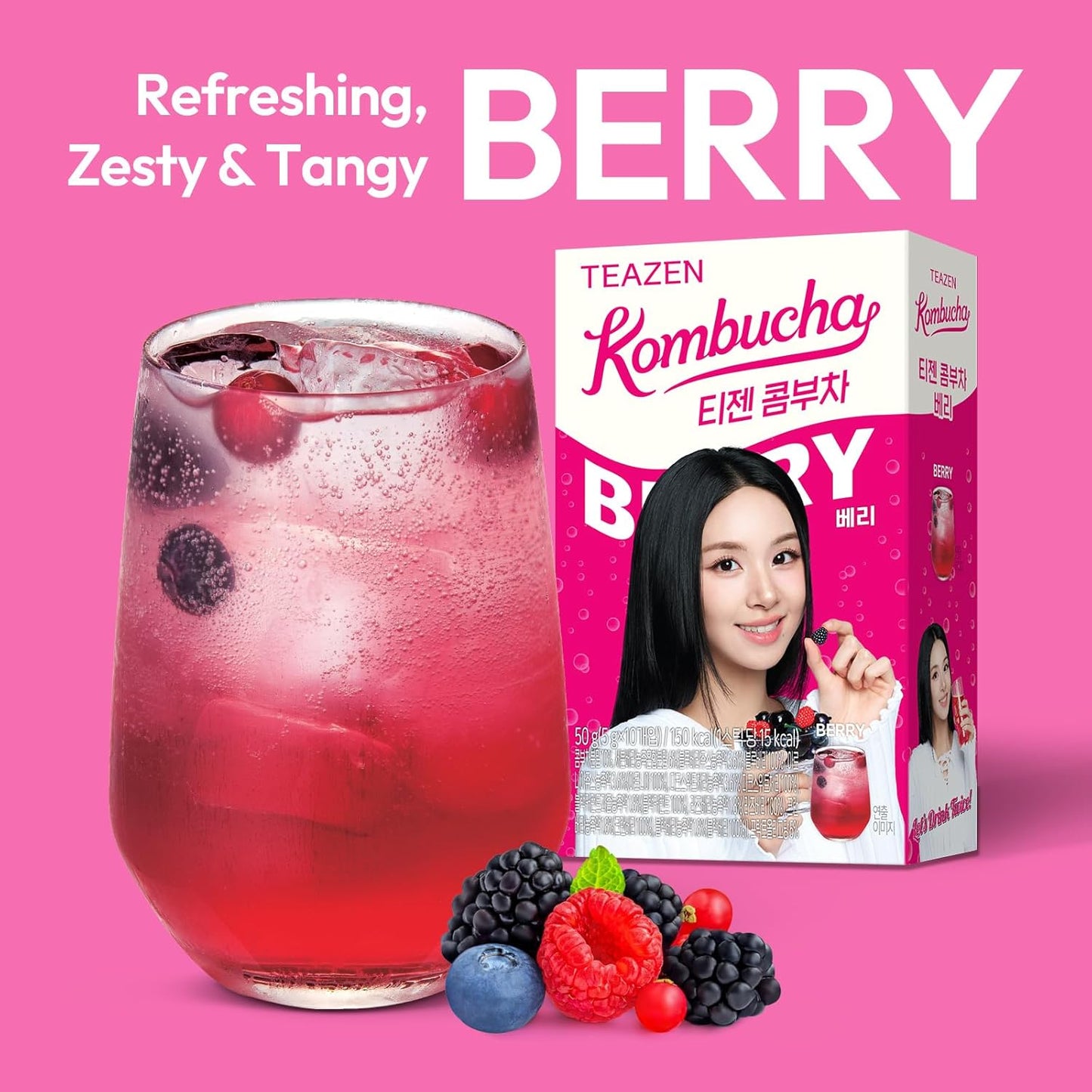 TEAZEN Berry Kombucha Tea 10 Sticks, 1.76oz
