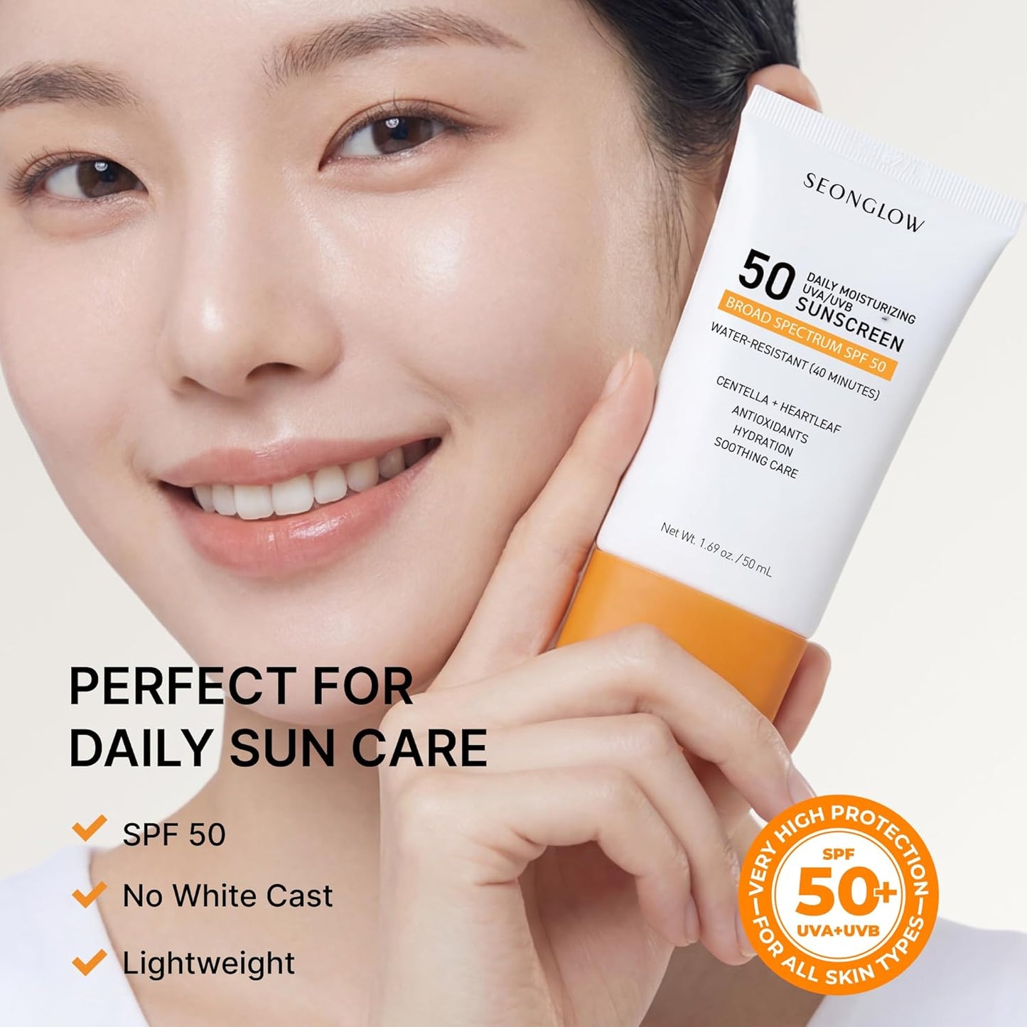 Seonglow ครีมกันแดดสำหรับใบหน้า SPF 50 (1.69 Fl Oz (Pack of 1))