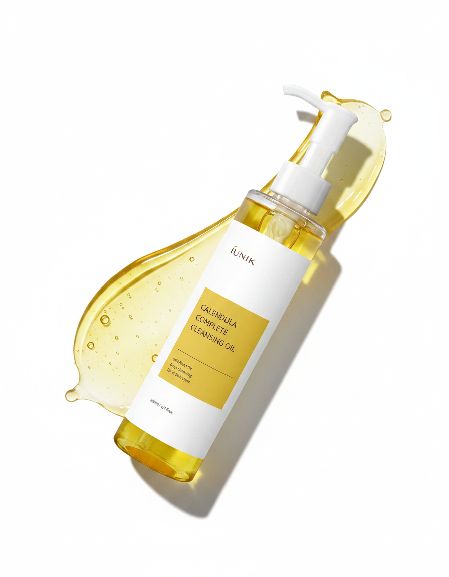 IUNIK Calendula & Jojoba Oil-Infused Vegan Cleansing Oil (6.7 Fl.Oz /200ml)