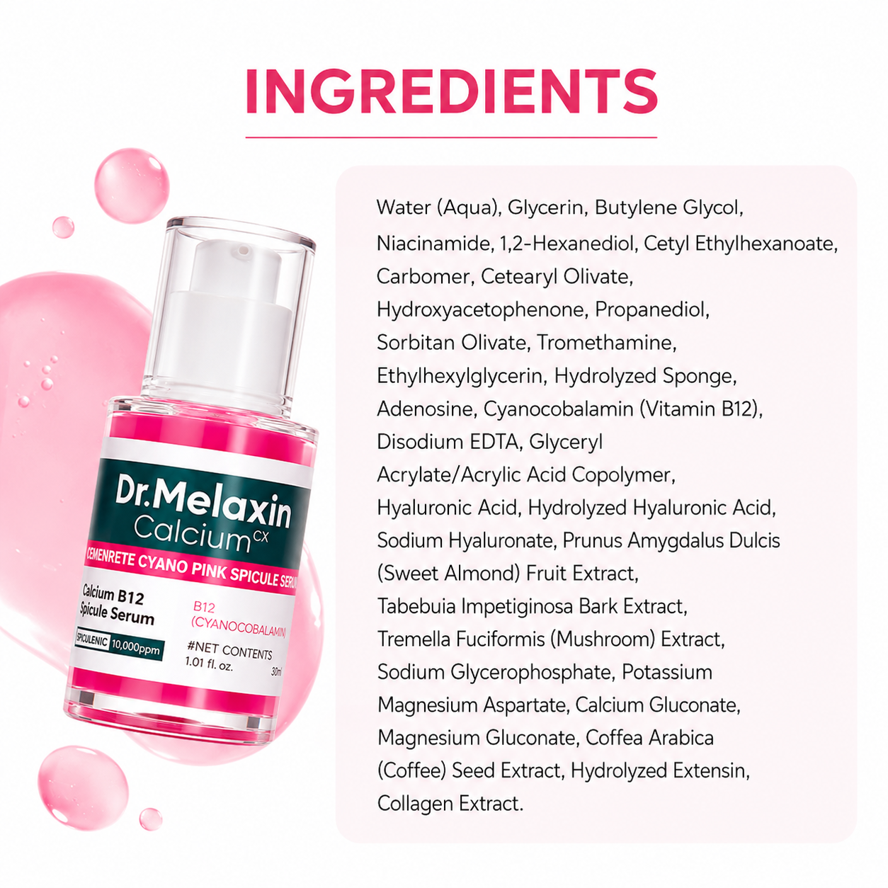 Dr.Melaxin Cemenrete Cyano Pink Spicule Serum with Calcium, 1.01 fl. oz.