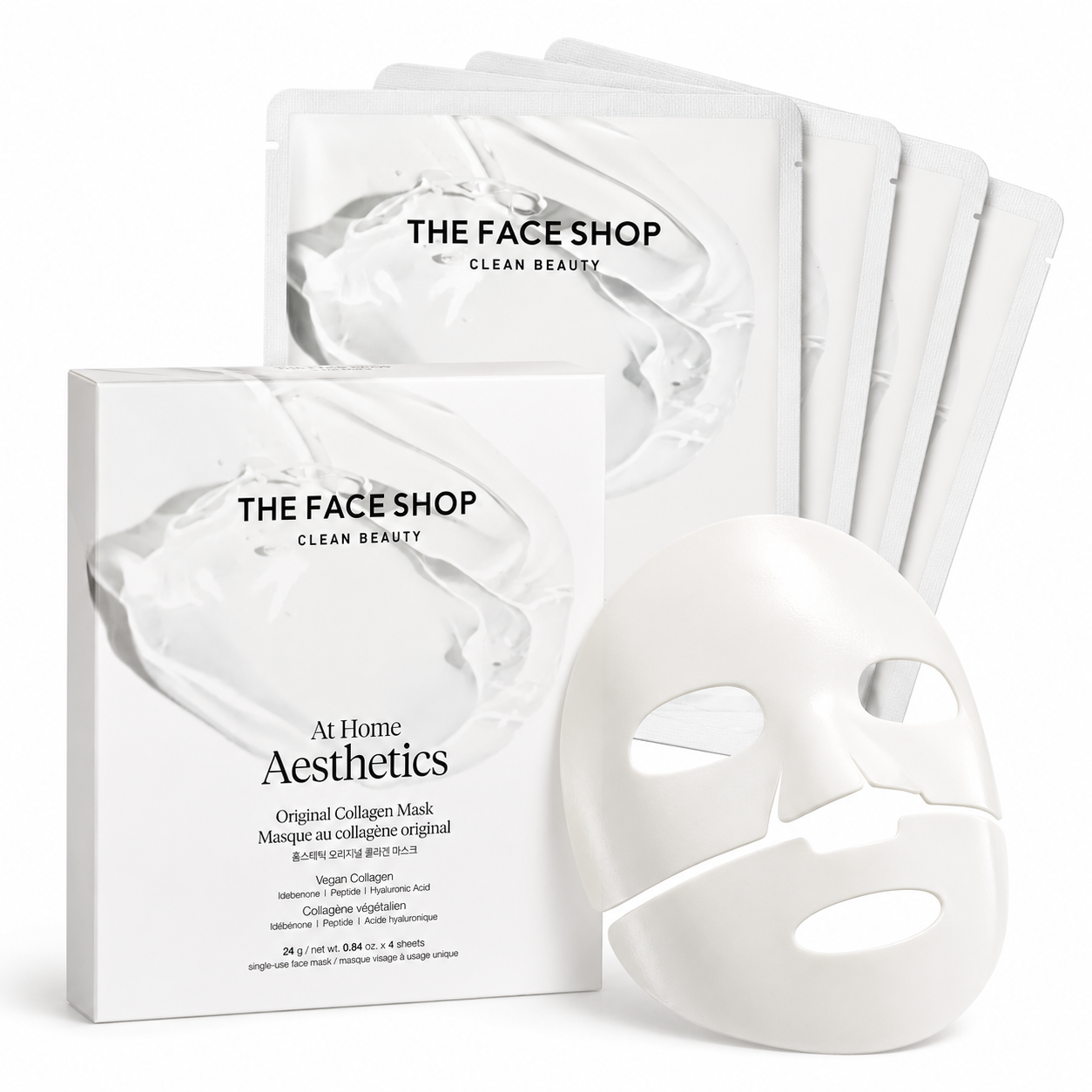 THE FACE SHOP Original Vegan Collagen Face Mask, 4EA