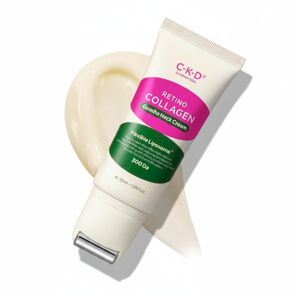 CKD Retino Collagen Gua Sha Neck Cream พร้อมลูกกลิ้งสแตนเลส 1.69 fl oz