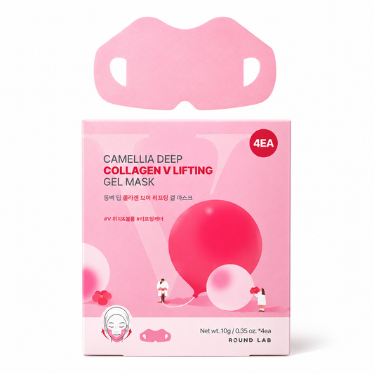 ROUND LAB 카멜리아 딥 콜라겐 V 리프팅 젤 마스크 4개, 10g/0.35oz