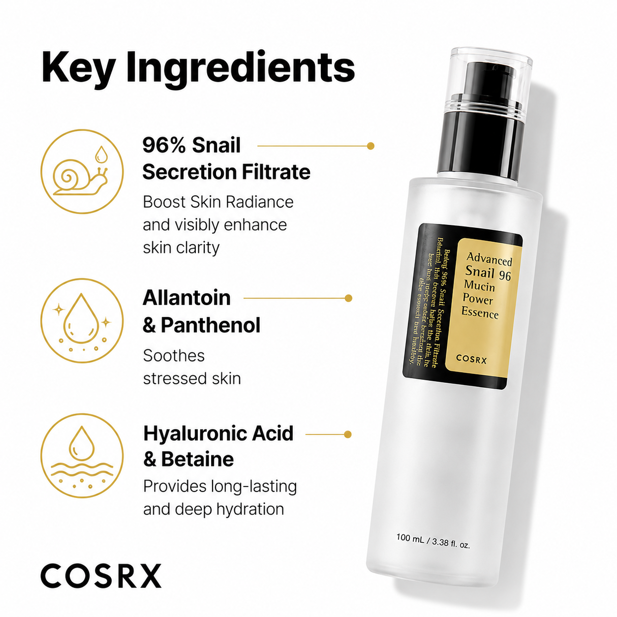 COSRX Snail Mucin 96% Power Repairing Essence 3.38 fl.oz 100ml