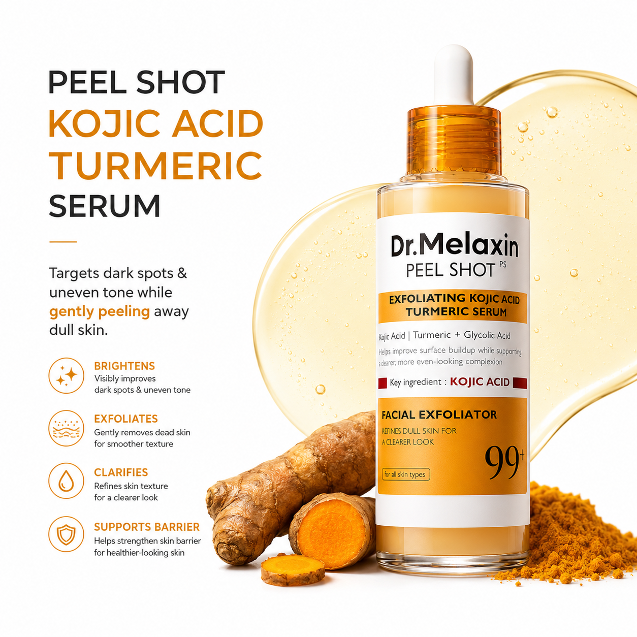 Dr.Melaxin Peel Shot เซรั่มกรดโคจิกและขมิ้น 80ml